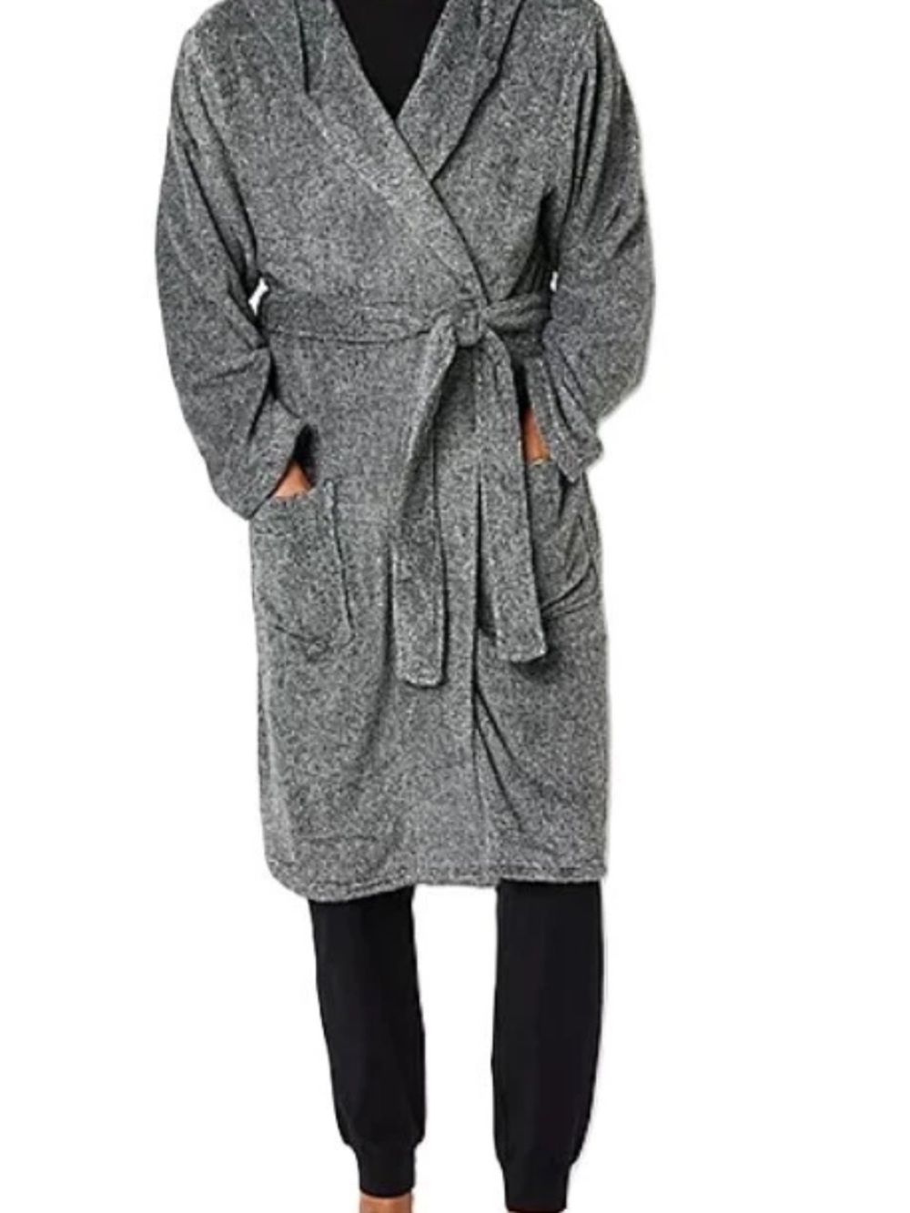 St. John’s Bay Men’s Gray Hooded Plush Fleece Robe XL/XXL